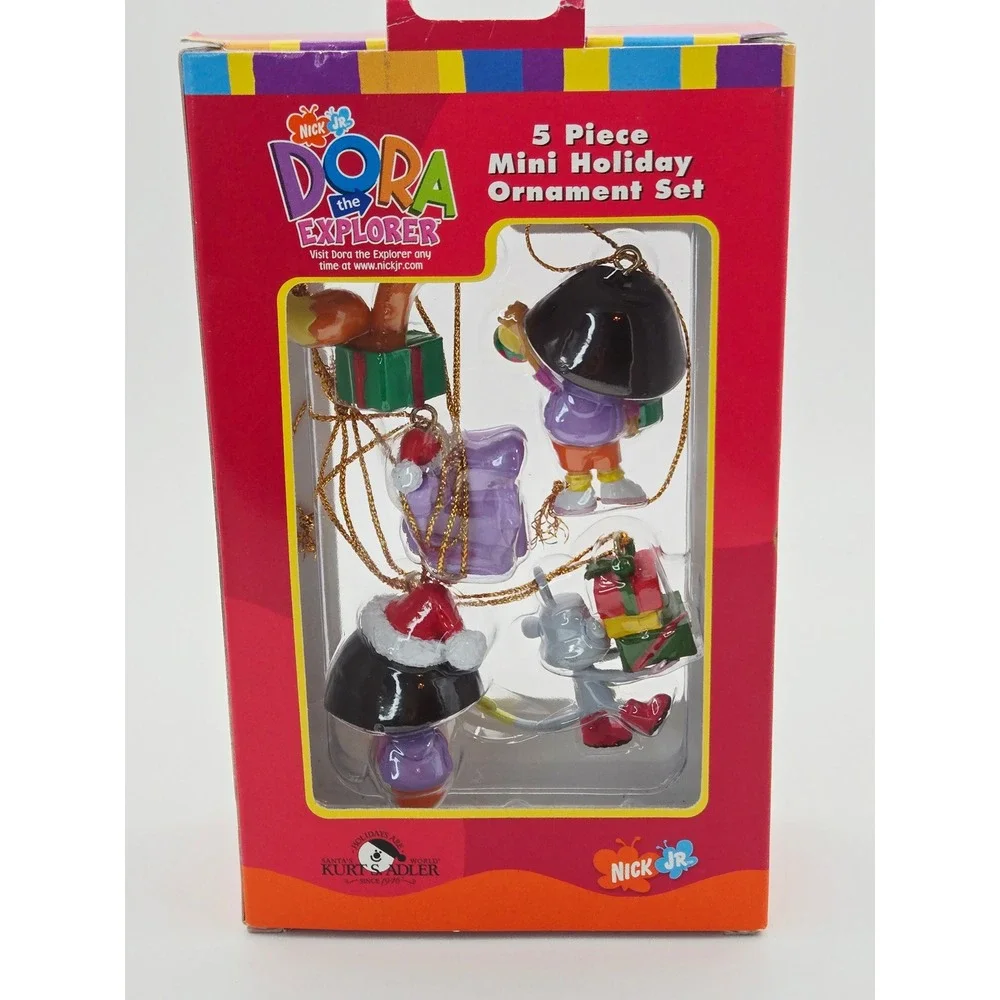 Dora the Explorer 5 Piece Mini Holiday Ornament Set 2003 Nick Jr New